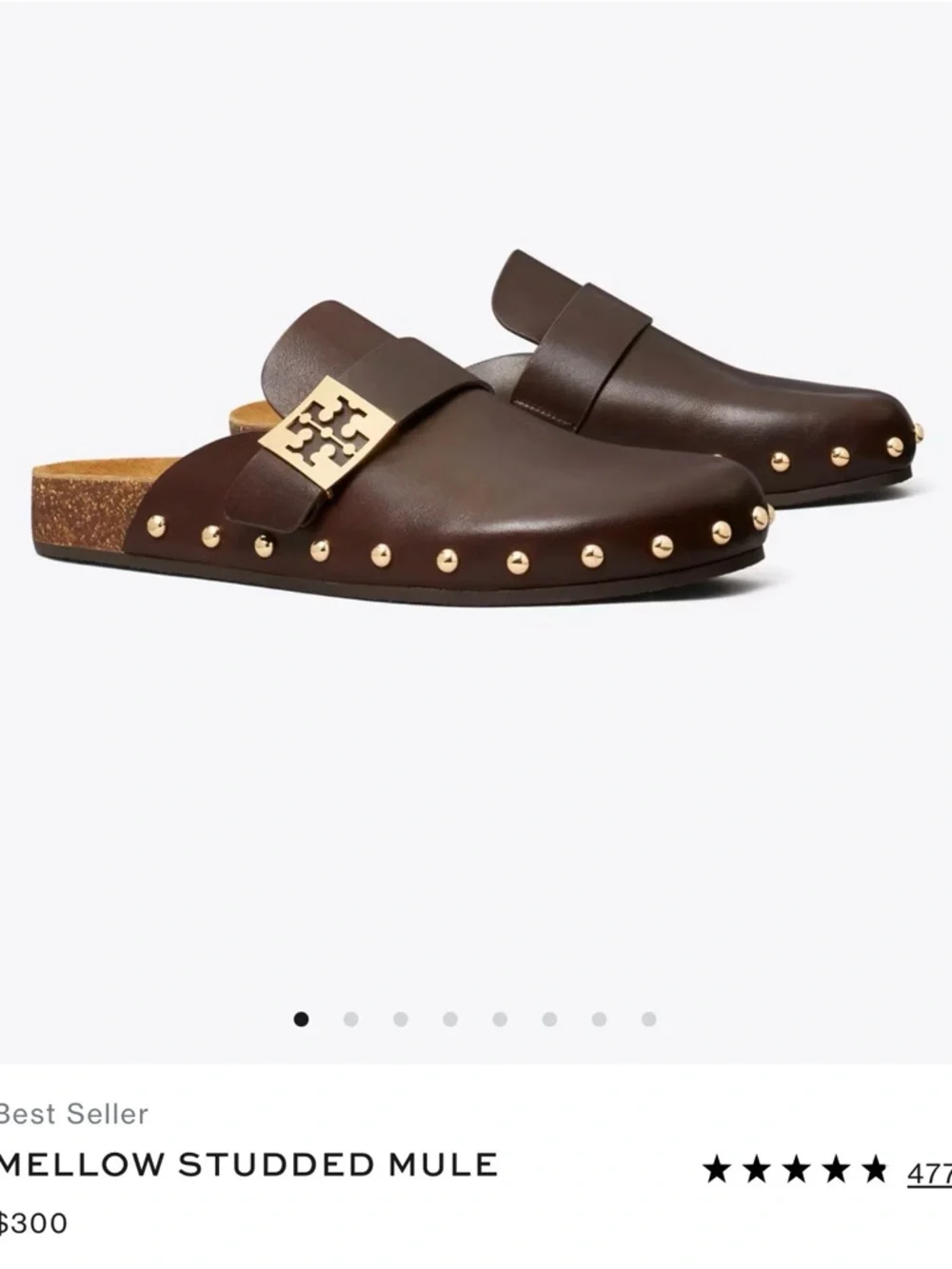 Tory Burch Dark Brown Leather Mule with Gold Logo - Picture 2 of 9